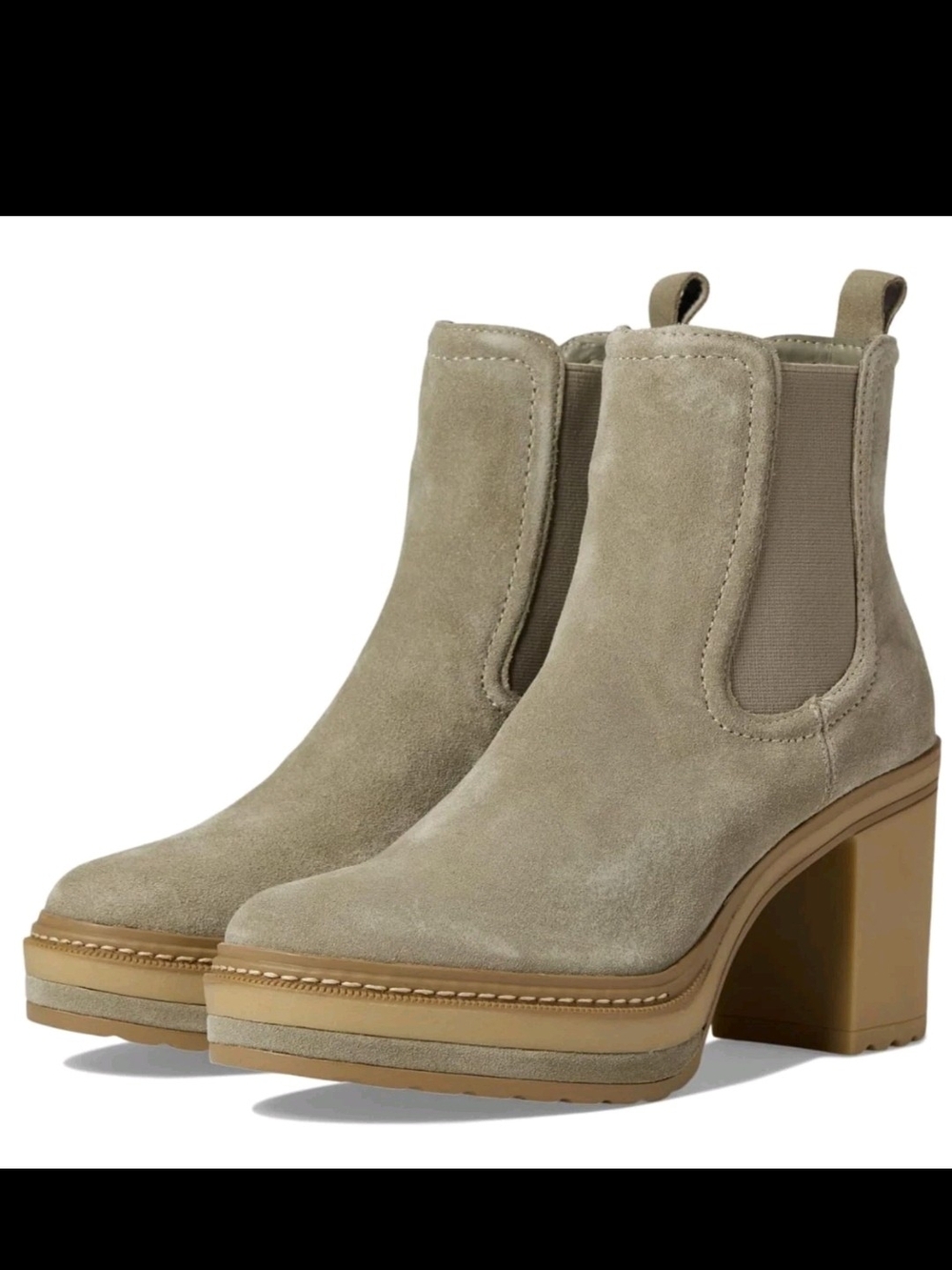 NEW Steve Madden Lexa Khaki Suede Block Heel Chelsea Boots